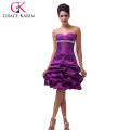 Grace Karin Girls Beautiful Sexy Off Shoulder Sweetheart Decote Curto Puffy vestidos de cocktail roxo CL3143